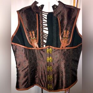 Brown brocade corset. Steampunk, cosplay.